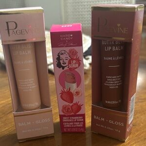 Buttr Bliss Lip Balm Set - Cream and Brown with a Hard Candy lip scrub.